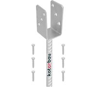 KOTARBAU® Soporte de poste en U 51 mm Anclaje Suelo para Superficies Hormigonadas Pletina con Varilla para Homigonar Soporte en U Acero Galvanizado en Caliente Base Poste Madera