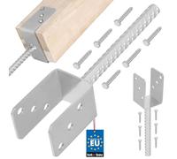 KOTARBAU® Soporte de poste en U 61 mm Anclaje Suelo para Superficies Hormigonadas Pletina con Varilla para Homigonar Soporte en U Acero Galvanizado en Caliente Base Poste Madera