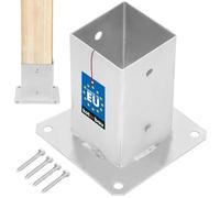 KOTARBAU® Soporte para Poste - Pie De Pilar - Acero Galvanizado - 80 x 80 mm - Plata - Atornillable - Anclaje para Poste - Soportes para Pérgola