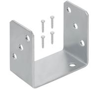 KOTARBAU® Soporte para Postes de Madera en U 100 mm Acero Galvanizado Soporte Poste Madera para atornillar, Base atornillable de hormigón con Placa de Anclaje Suelo Plateado, Soporte en U de Postes