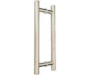 KOTARBAU® Tirador de puerta 32 x 350 mm, Manija larga, Manija de puerta de entrada, Forma redonda en 'H', Manillón para puerta corredera, Barra vertical, Herraje de puerta, Asa para puerta corrediza