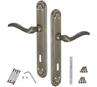 KOTARBAU® Tirador de puerta 90 mm BB herraje para puerta ZnAl, placa larga, tiradores de puerta, juego de manillas interiores, roseta larga, juego de picaporte, picaporte de puerta, picaporte decorado