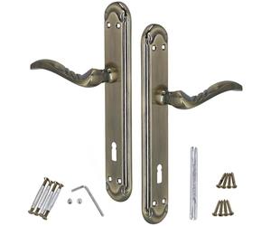 KOTARBAU® Tirador de puerta 90 mm BB herraje para puerta ZnAl, placa larga, tiradores de puerta, juego de manillas interiores, roseta larga, juego de picaporte, picaporte de puerta, picaporte decorado