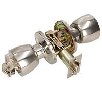 KOTARBAU - Tirador de puerta con cerradura de metal con botón giratorio para cilindro de bloqueo redondo - Tirador de puerta giratoria - Cerradura empotrada con 3 llaves - Rosetón - Cerradura