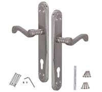 KOTARBAU® Tirador de puerta de 90 mm PZ con roseta plateada decorada retro