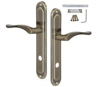 KOTARBAU® Tirador de puerta interior para inodoro, 90 mm, pátina, tiradores largos, juego de picaporte para puertas interiores, cerradura de puerta para puertas interiores, juego clásico