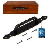 KOTARBAU® Tirador de puerta, Manillon de puerta trenzado, 290 mm, Acero, Negro y oro envejecido, Diseño antiguo, Tirador para muebles, Herraje para puerta corredera, Manija para puerta de paso