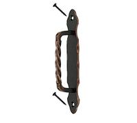 KOTARBAU® Tirador de puerta, Manillon de puerta trenzado con placa lisa, 190 mm, Acero, Negro y cobre, Diseño antiguo, Tiradorpara muebles para atornillar, Puerta corredera, Puerta de paso