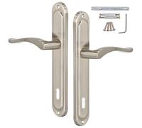 KOTARBAU® Tirador de puerta para puertas interiores, 90 mm, satinado, manijas largas, juego de picaporte para puertas interiores, cerradura de puerta para puertas interiores, juego clásico