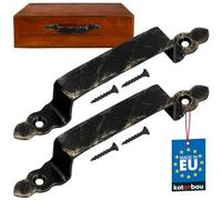 KOTARBAU® Tirador Forjado 200 mm Negro + Oro Antiguo Pequeño Decorativo Retro Pasamanos para Puertas Postigos Portones