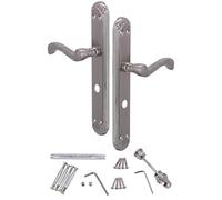 KOTARBAU® Tirador para puerta de inodoro, 72 mm, herraje para puerta de inodoro, herraje con roseta plateada, decoración retro, tiradores de puerta, tiradores interiores, herrajes de puerta