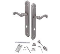 KOTARBAU® Tirador para puerta de inodoro de 90 mm con roseta plateada decorada retro, tiradores de puerta, tiradores interiores, herrajes de puerta