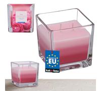 KOTARBAU® Vela perfumada en frasco de cristal Aroma agradable Velas decorativas Vela en vaso de cristal Vela aromática Duración 32 h Aroma a rosa Vela tricolor con 2 mecha Idea de regalo
