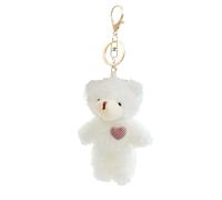 Kotkiddy 1 Llavero de Peluche de Oso Blanco para Niños con Corazón Rosa 13 cm Colgante de Mochila de Peluche Regalo para Niñas