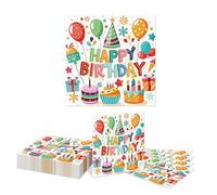 Kotkiddy 20 Piezas de Accesorios para Fiestas de cumpleaños Servilletas Happy Birthday diseños Coloridos servilletas de Papel Desechables para cenas Picnic cócteles decoración de cumpleaños