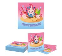 Kotkiddy 20 Piezas de Artículos para Fiesta de Cumpleaños de Axolotl Rosa Caricatura Servilletas de Fiesta de Axolotl Decoraciones de Fiesta de Reptiles para Niños Niñas