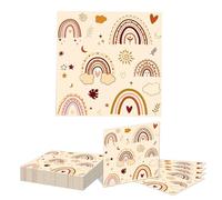Kotkiddy 20 Piezas de Servilletas Boho Arcoíris Accesorios para Fiesta de 1er Cumpleaños Decoraciones de Servilletas Arcoíris para Almuerzo en Fiesta de Cumpleaños y Baby Shower