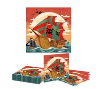 Kotkiddy 20 Piezas servilletas temáticas de Piratas decoración de Fiesta de Piratas Aventura de Viaje servilletas Desechables Cuidado con el Tema de los Piratas