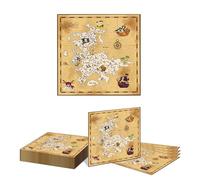Kotkiddy 20 servilletas de cumpleaños de Pirata, servilletas Desechables con diseño de Tesoro náutico para Fiestas de cumpleaños de Piratas y Uso Diario, 2 Capas 33 cm