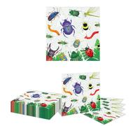 Kotkiddy 20 Unidades Servilletas de Fiesta de Insectos, Juego de Servilletas Desechables de Mariquitas y Libélulas de Papel para Almuerzo con Tema de Insectos