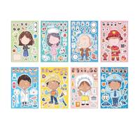 Kotkiddy 24 Piezas Etiquetas Profesionales Niños Make a Face Adhesivos Manualidades Pegatinas Infantiles Profesiones Brillantes Holográficas Fiesta Cumpleaños Recuerdos P