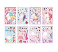 Kotkiddy 24 Piezas Pegatinas De Unicornio para Niños Hacer Caras Adhesivos Manualidades Pegatinas Brillantes Holográficas para Fiesta De Cumpleaños Regalos para Invitados