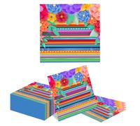 Kotkiddy 40 Piezas Servilletas de Fiesta Mexicana para Invitados Coloridas México Floral Rayas Servilletas de Papel para Almuerzo Cena Cumpleaños Taco Boda Baby Shower Su