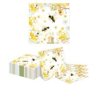 Kotkiddy 40pcs Servilletas de Cóctel de Papel Abejas Miel Abejorros Servilleta de Postre para Baby Shower Duchas de Novia Boda Accesorios de Fiesta
