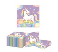 Kotkiddy 48 Piezas Set de Accesorios para Fiesta de Unicornio - Perfecto para Decoración de Cumpleaños Temática de Unicornio de 1 Año Servilletas de Papel, Decoraciones de Fiesta de Cumpleaños de