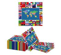 Kotkiddy Mapa Mundial Servilletas Cumpleaños 40 Piezas 33x33cm Servilletas de Papel Banderas del Mundo Banderas de Países Banderas del Mundo Decoración de Fiesta