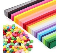 Kotkiddy Paquete de 540 tiras de papel de origami, estrellas de papel origami, 27 colores, adecuadas para manualidades en la escuela (colores arcoíris)