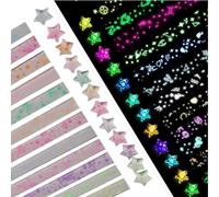 Kotkiddy Tiras de Papel de Estrellas de Origami Luminosas - 210 Hojas para Manualidades