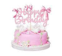 Kotkiddy Toppers de Pastel con Lazo, Decoración de Pastel con Lazo, Decoración para Cumpleaños Coqueta, Toppers de Pastel Rosados para Niñas, Mujeres, Princesas