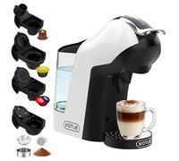 KOTLIE Cafetera de cápsulas 5 en 1, 19 bar, multi cápsulas para Nespresso, Dolce Gusto/ESE Pads(44 mm)/café en polvo, depósito de agua de 1 L, 3 temperaturas/7 cantidades de agua, color blanco crema