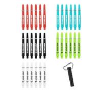 KOTO Dart Shafts Collection Short + Removedor, Cañas Nylon Rojo, Negro, Azul, Blanco, Verde, Adecuado para Vuelos L-Style Champagne EZ L1 KOTO V1, incluye 30 cañas y práctico extractor de ejes.