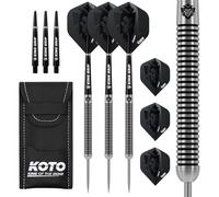 KOTO - Forma 90% Darts 23 G, Plata, Set de Dardos Incluye 3 Barriles, 2 Juegos de Flights + Shafts y Estuche para Dardos, Firm Ring Grip