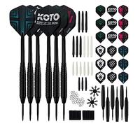 KOTO - Juego de Dardos Steel Tip Incluye 90 Piezas de Accesorios: 2 Juegos de Puntas de Acero, 6 Juegos de Shafts de Nylon, Flights de 100 Micron (55 mm + 8,6 mm, Latón)