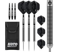 KOTO - Zoom Black Electro 90% Darts 25 G, Negro, Set de Dardos Incluye 3 Barriles, Flights + Shafts y Estuche para Dardos, Firm Ring Grip