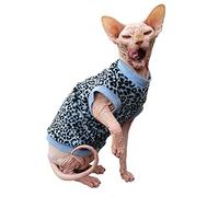 Kotomoda Camiseta de gato azul leopardo terciopelo orgánico para Sphynx y gatos desnudos (X-Small)