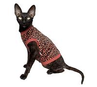 Kotomoda Camiseta de gato Leopardo de terciopelo orgánico para Sphynx y gatos desnudos (L)