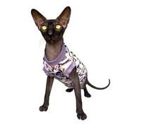 Kotomoda Camiseta de gato Lila sculls para Sphynx y gatos desnudos (grande)