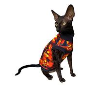 Kotomoda Camiseta de gato Luciano's Halloween para Sphynx y gatos desnudos (grande)