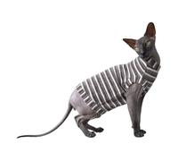 Kotomoda Camiseta de pana para gatos esfinge y gatos desnudos (rayas marrones, talla M)