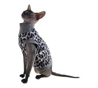 Kotomoda Comodidad acogedora de gato para bellezas sin pelo: cuello alto de invierno gris pantera para gatos esfinge y desnudos (grande)