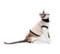 Kotomoda Forro polar beige de cuello alto para gatos esfinge y gatos desnudos (XS)