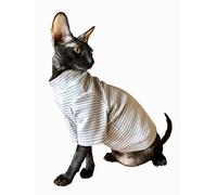 Kotomoda Ropa para Gatos Camiseta algodón Mangas largas Rayas Gris Claro (M)
