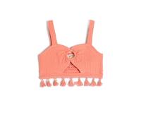 Koton Crop Top Tasseled Cut out Detail Heart Neck Straps, Camiseta de Tirantes Anchos niñas, Pink (274),