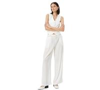 Koton Embroidered Medium Rise Pocket Detail Wide Leg Trousers, Calzoncillos De Las Mujeres, Off White(001),