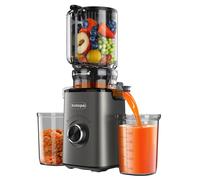 Kotopa Extractor de Zumos y Verduras Más Vendido, Slow Juicer con Entrada XL 120 mm, Vaso de Zumo de 600 mL, Juicer Machine Eléctrico para Familia, Alto Rendimiento de Zumo & Limpieza Fácil(Gris)