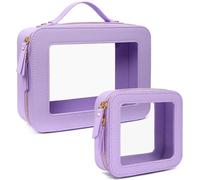 KOTORA Bolsas de maquillaje transparentes aprobadas por la TSA, bolsa de aseo con asa de gran apertura, bolsas de aseo transparentes para equipaje de mano, viajes, coche, almacenamiento de orangizer,